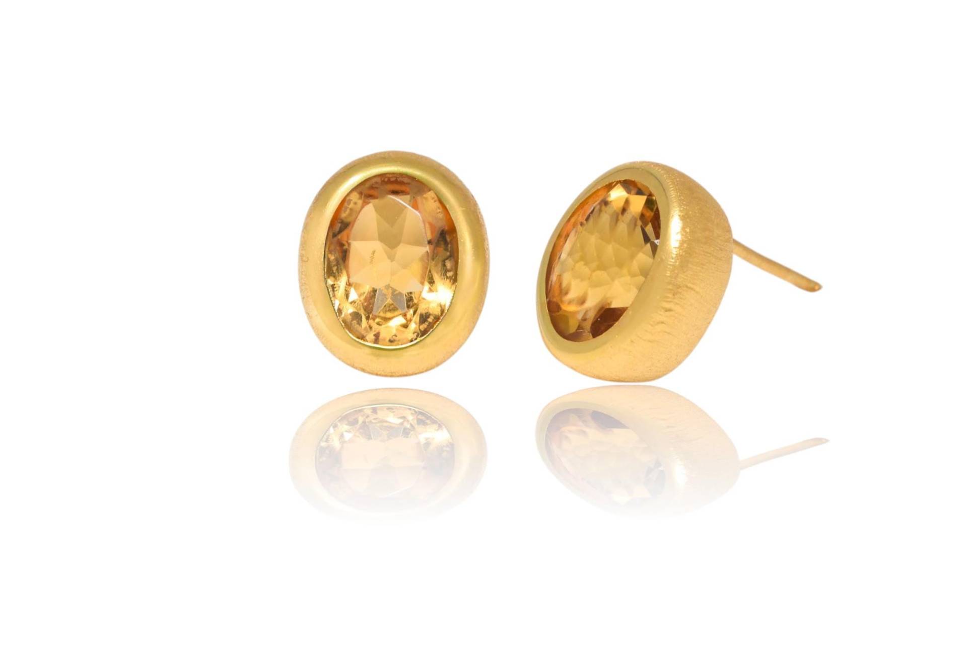 Citrin 22K Gold/Silber Ohrstecker. Aaa Qualität von SwankyElements