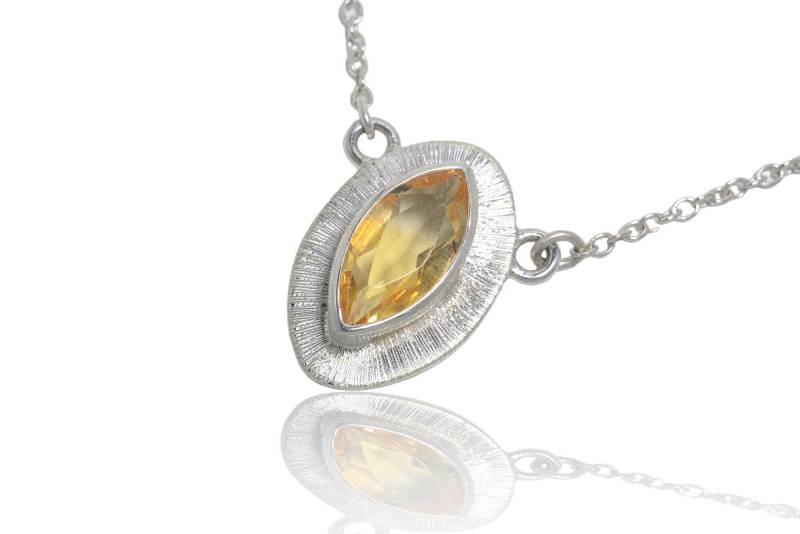 Citrin Silber Anhänger An Silberkette. Kettenlänge Anpassbar von SwankyElements