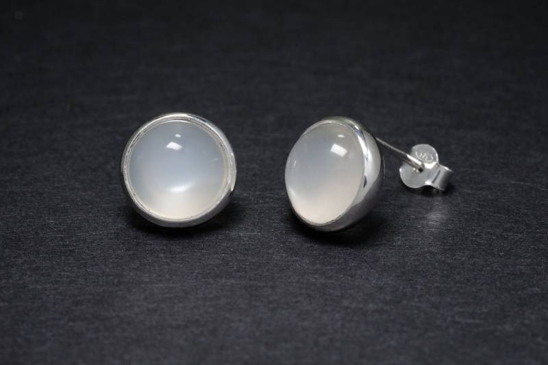 Echter Mondstein 12mm Silber Ohrstecker Echter Mondstein 12mm Silber Ohrstecker von SwankyElements