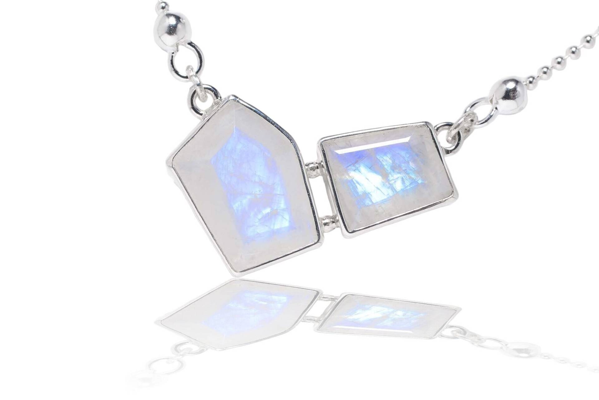 Facettierter Mondstein Design Silber Anhänger An Silberkette Facettierter Mondstein Design Silber Anhänger An Silberkette von SwankyElements