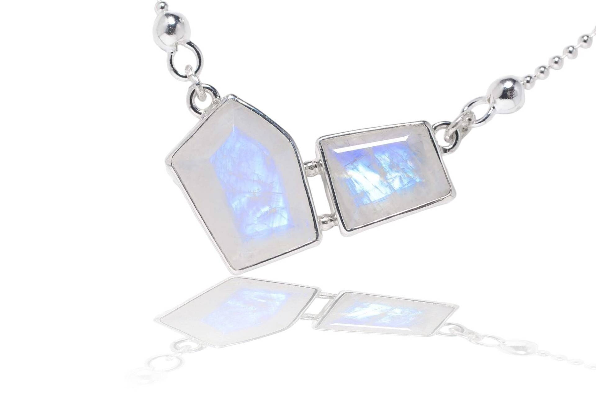 Facettierter Mondstein Design Silber Anhänger An Silberkette von SwankyElements