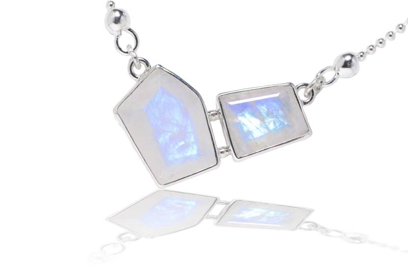 Facettierter Mondstein Design Silber Anhänger An Silberkette von SwankyElements