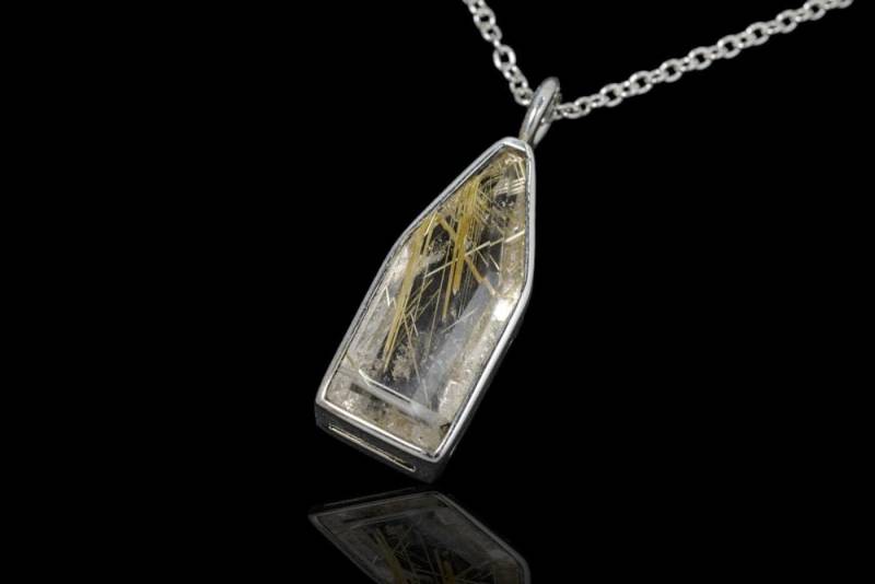 Facettierter Rutilquarz Silber Anhänger von SwankyElements