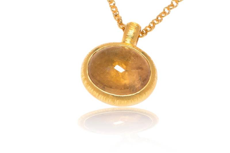 Gelb-Brauner Turmalin 18K Gold/Silber Anhänger. Vermeil von SwankyElements