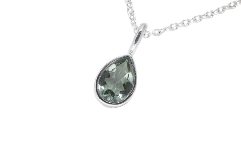 Grünlicher Turmalin Silber Anhänger in Käfigfassung. 20mm von SwankyElements