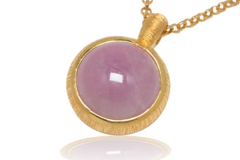 Kunzit 18K Gold/Silber Anhänger. 20mm von SwankyElements