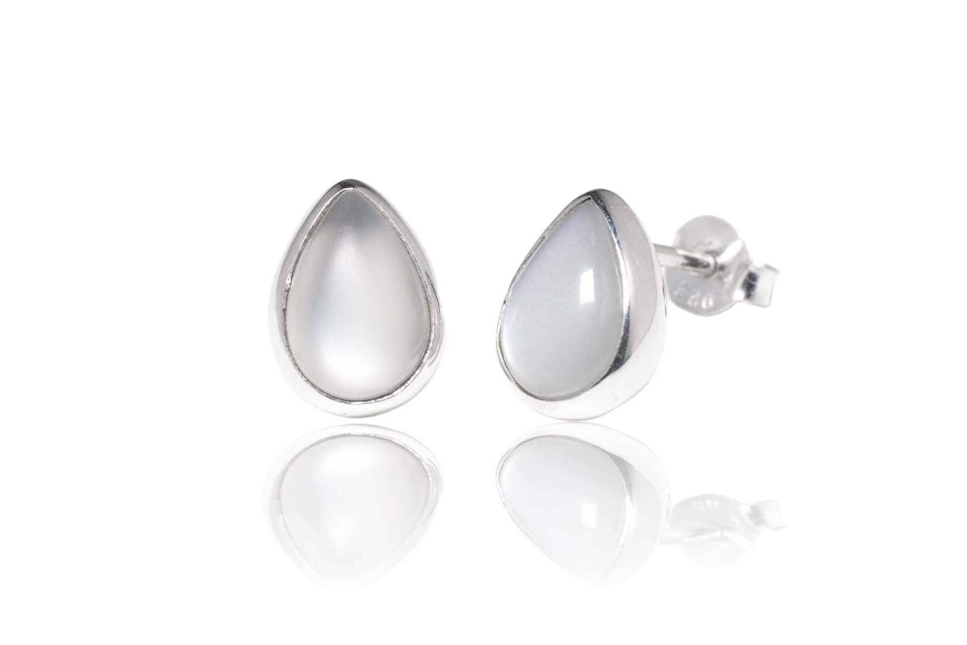 Mondstein 14mm Silber Ohrstecker Echter von SwankyElements