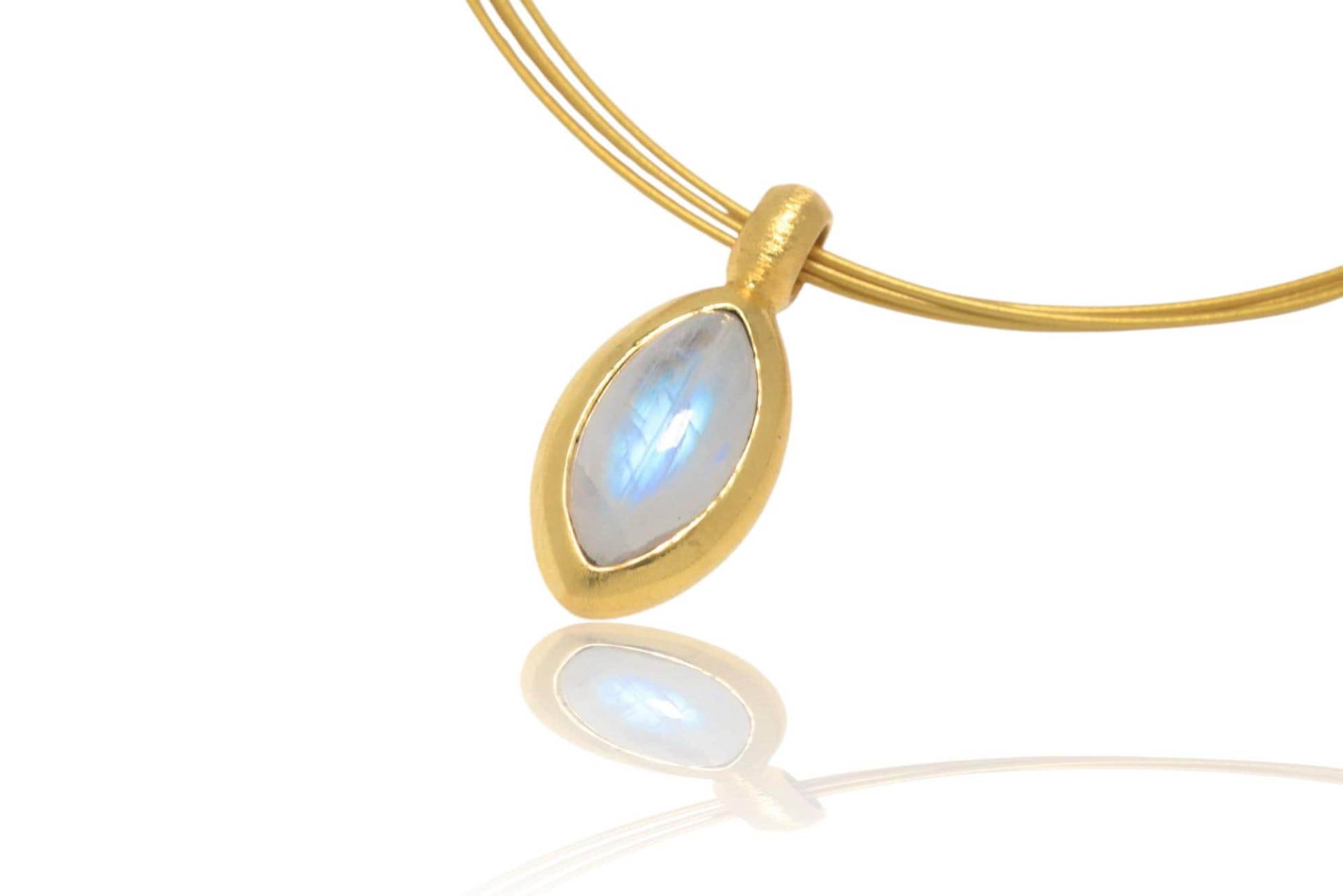 Mondstein 18K Gold/Silber Anhänger. 19mm. Regenbogenmondstein. Vergoldet Mondstein 18K Gold/Silber Anhänger. 19mm. Regenbogenmondstein. Vergoldet von SwankyElements