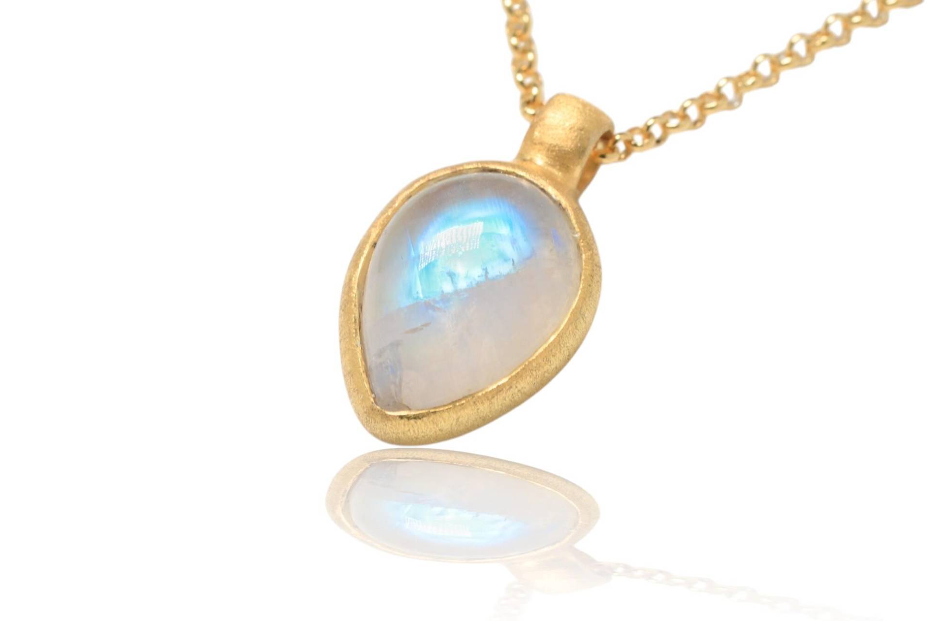 Mondstein 18K Gold/Silber Anhänger. 20mm. Regenbogenmondstein Mondstein 18K Gold/Silber Anhänger. 20mm. Regenbogenmondstein von SwankyElements