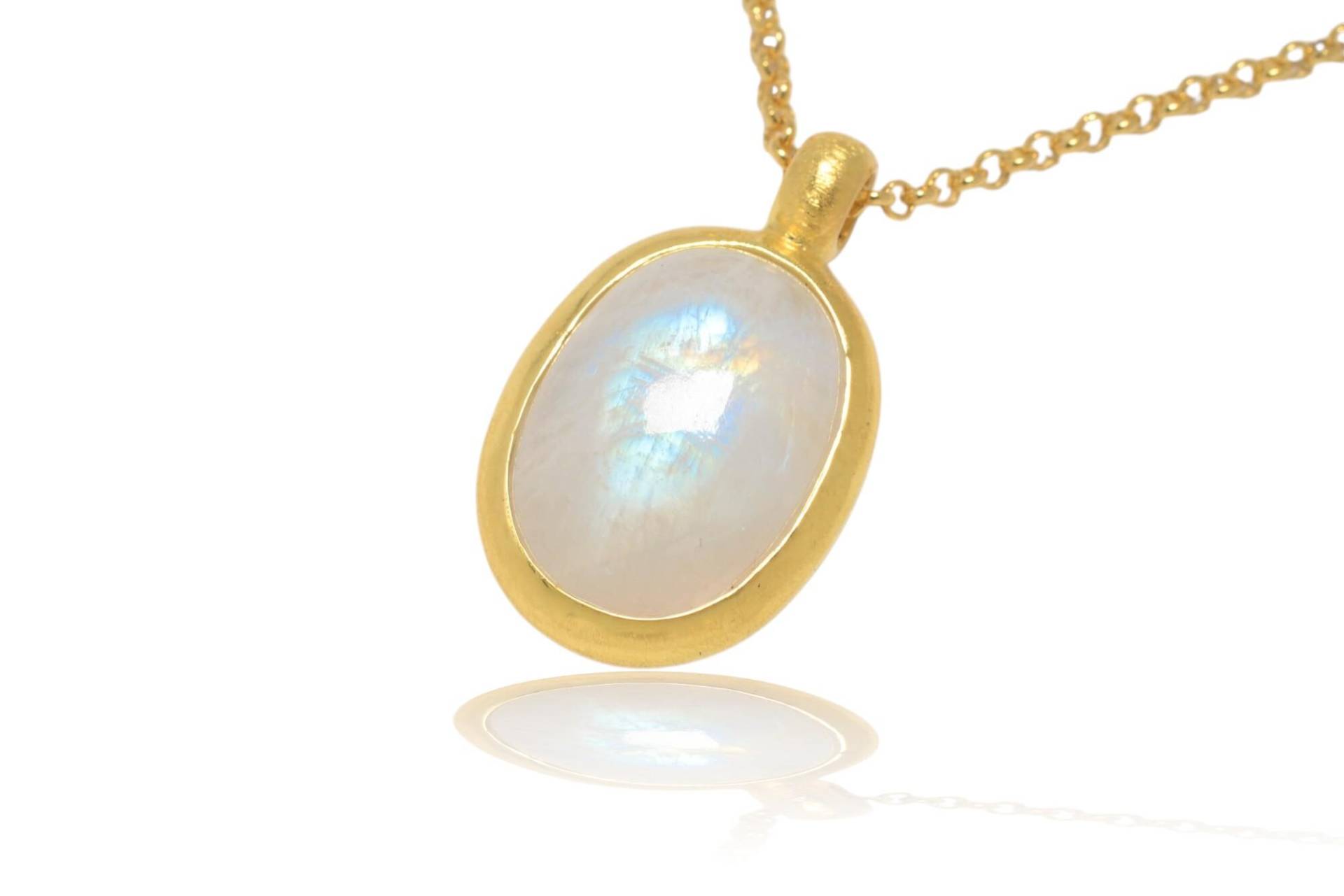 Mondstein 18K Gold/Silber Anhänger. 24mm. Regenbogenmondstein Mondstein 18K Gold/Silber Anhänger. 24mm. Regenbogenmondstein von SwankyElements
