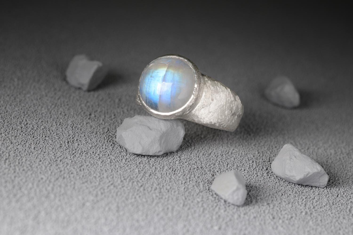 Mondstein Silber Ring. Regenbogenmondstein von SwankyElements