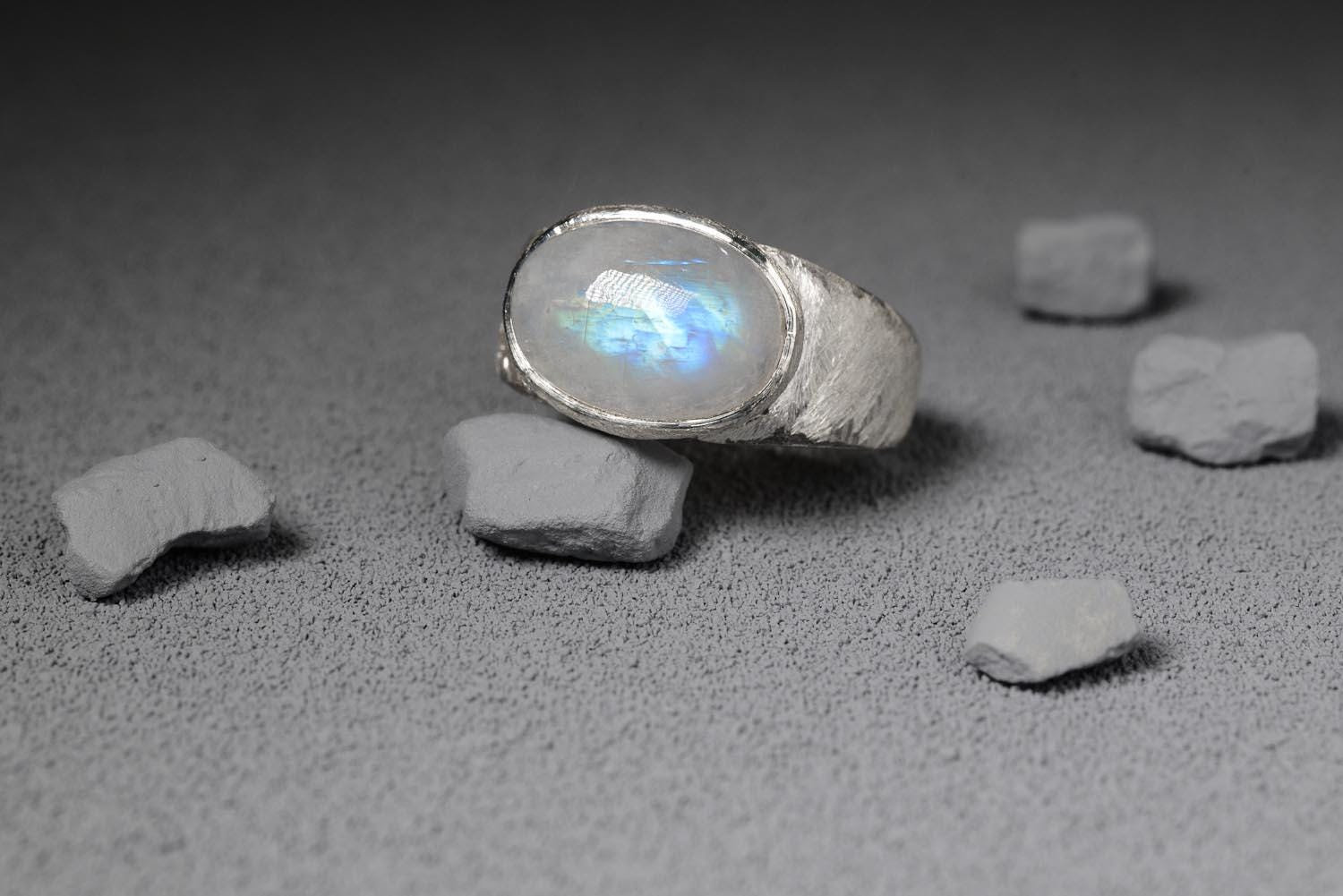Mondstein Silber Ring. Regenbogenmondstein von SwankyElements