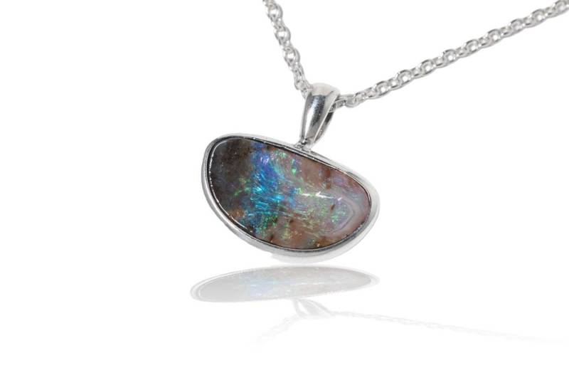 Opal Silber Anhänger. Länge 21mm Boulder Australien von SwankyElements