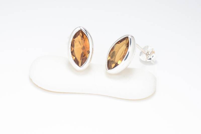 Orange-Braune Turmalin Silber Ohrstecker, Facettiert. 12mm von SwankyElements