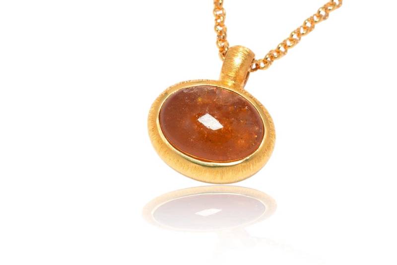 Orange-Brauner Turmalin 18K Gold/Silber Anhänger. Vermeil von SwankyElements