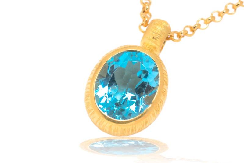 Sky Blue Blautopas 18K Gold/Silber Anhänger, 18mm, Vermeil Sky Blue Blautopas 18K Gold/Silber Anhänger, 18mm, Vermeil von SwankyElements