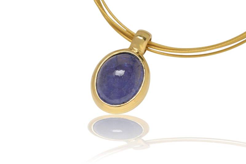 Tansanit 22K Gold/Silber Anhänger. 17mm Länge von SwankyElements