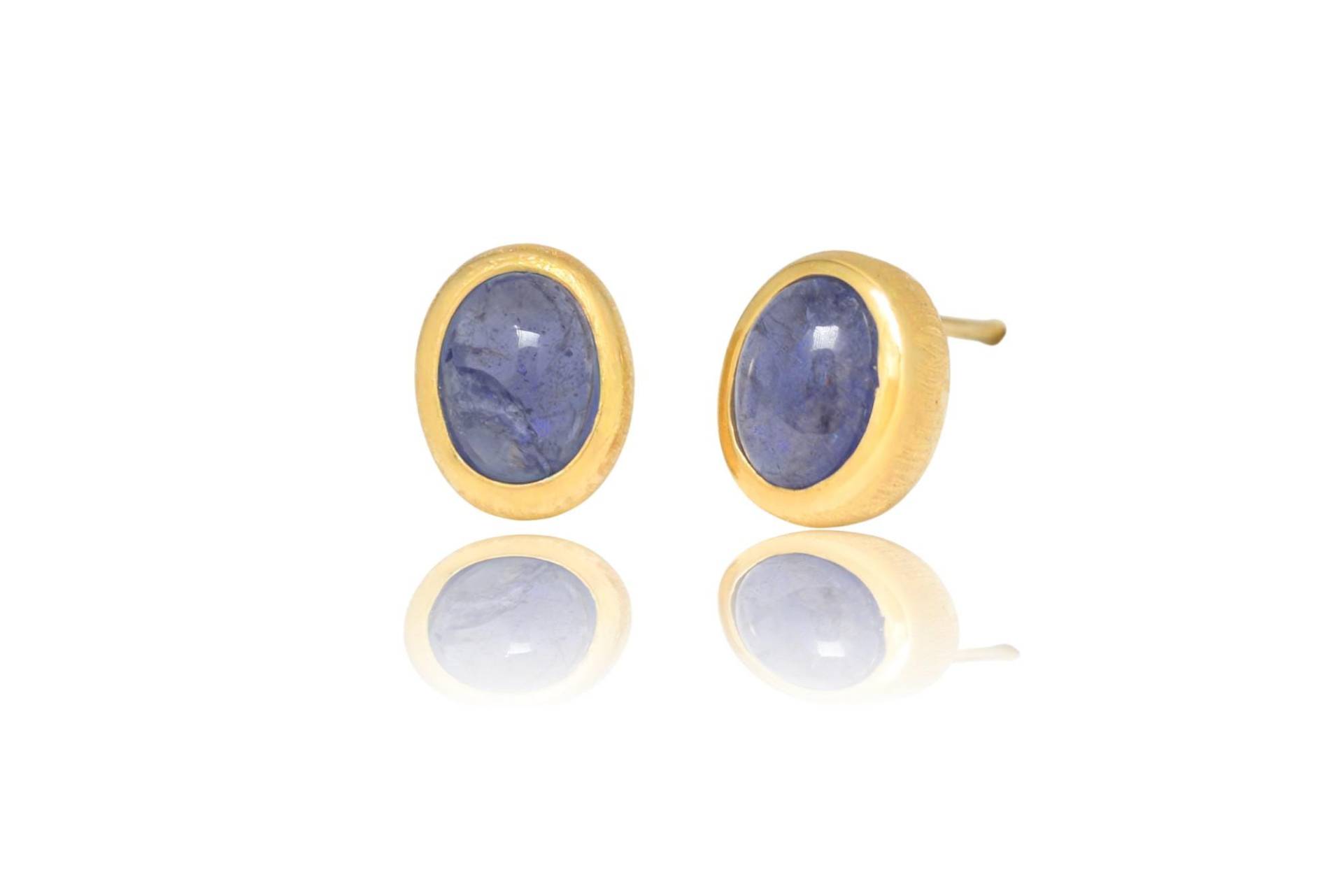 Tansanit 22K Gold/Silber Ohrstecker. 9mm von SwankyElements