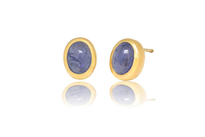 Tansanit 22K Gold/Silber Ohrstecker. 9mm von SwankyElements