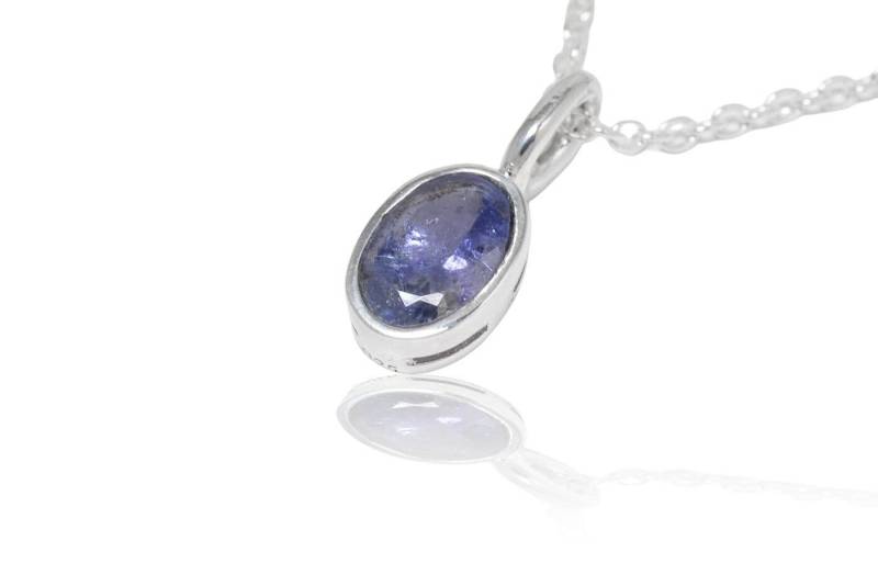 Tansanit Silber Anhänger, 18mm Länge, Facettiert von SwankyElements