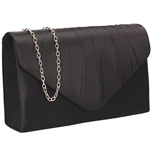 SWANKYSWANS Chantel Damen-Clutch, Satin, Party, Abschlussball, Hochzeit, Abend, Clutch, Schwarz , Einheitsgröße von SwankySwans