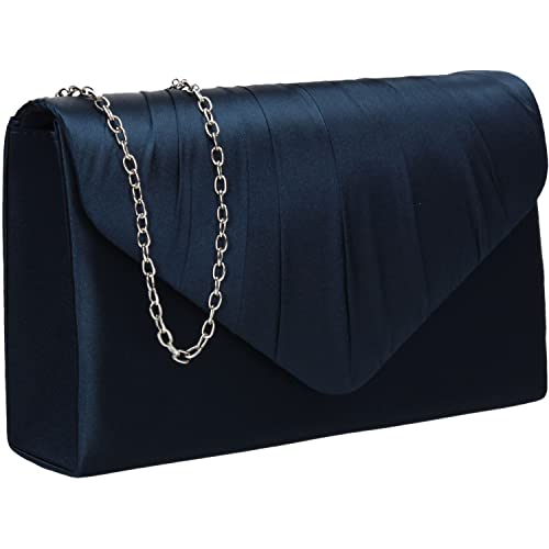 SwankySwans Chantel Damen Clutch aus Satin, für Party, Abschlussball, Hochzeit, Abend, navy, Einheitsgröße von SwankySwans