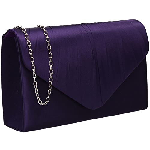 SWANKYSWANS Chantel Damen-Clutch, Satin, Party, Abschlussball, Hochzeit, Abend, Clutch, violett, Einheitsgröße, Kupplungen von SwankySwans