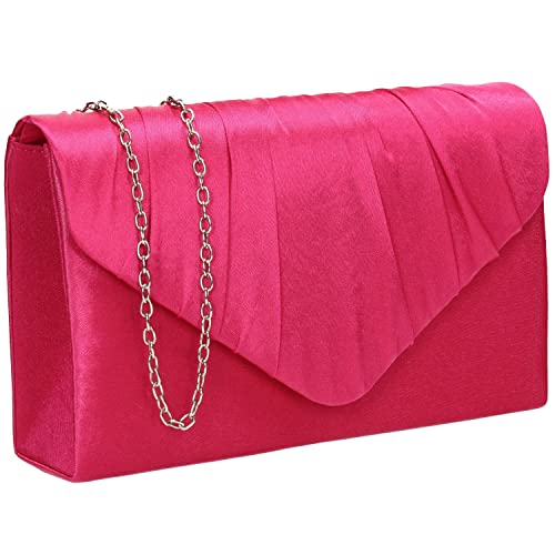 SWANKYSWANS Chantel Damen-Clutch, Satin, Party, Abschlussball, Hochzeit, Abend, Clutch, fuchsia, Einheitsgröße von SwankySwans