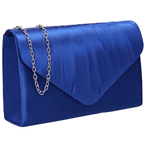 SWANKYSWANS Chantel Damen-Clutch, Satin, Party, Abschlussball, Hochzeit, Abend, Clutch, königsblau, Einheitsgröße von SwankySwans