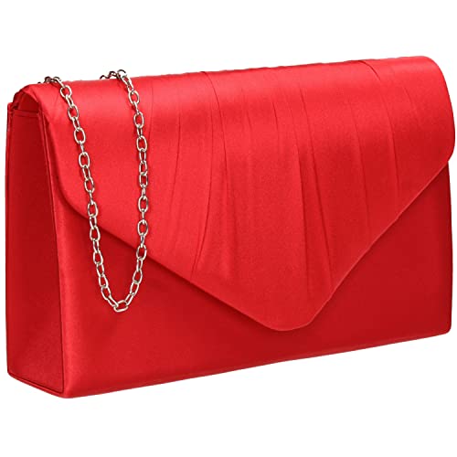 SwankySwans Chantel Damen Clutch aus Satin, für Party, Abschlussball, Hochzeit, Abend, rot, Einheitsgröße von SwankySwans