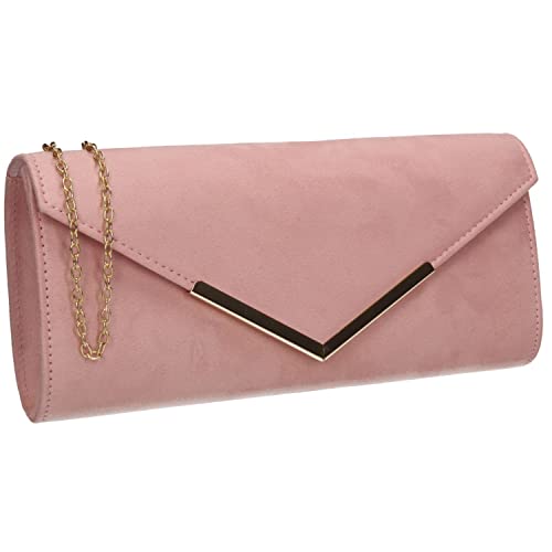 SWANKYSWANS Leona Clutch aus Wildlederimitat, rose, Einheitsgröße von SwankySwans