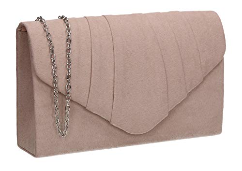 SwankySwans, Damen-Unterarmtasche Iggy aus Wildleder, Clutch, schlankes Briefumschlag-Design, für Partys und feierliche Anlässe, Beige - nude - Größe: One Size von SwankySwans