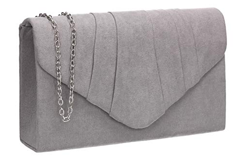 SwankySwans, Damen-Unterarmtasche Iggy aus Wildleder, Clutch, schlankes Briefumschlag-Design, für Partys und feierliche Anlässe, Grau - grau - Größe: One Size von SwankySwans