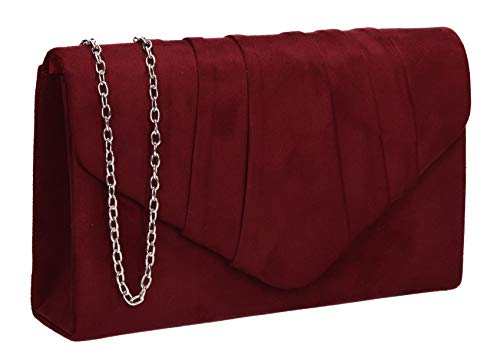 SwankySwans, Damen-Unterarmtasche Iggy aus Wildleder, Clutch, schlankes Briefumschlag-Design, für Partys und feierliche Anlässe, Rot - burgunderfarben - Größe: One Size von SwankySwans