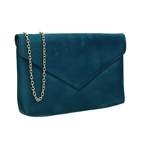 SwankySwans Rosa Clutch aus Wildlederimitat, schmal, blaugrün, Einheitsgröße von SwankySwans