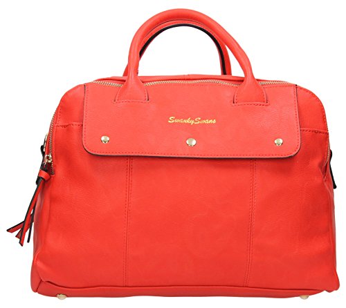 SwankySwans Carla Damen-Handtasche aus PU-Leder mit Doppelreißverschluss, Rot, Einheitsgröße von SwankySwans