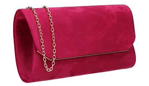 SwankySwans Damen Anny Suedette Überschlag Clutch, Sling Bag, Fuchsia von SwankySwans