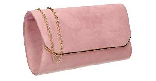 SwankySwans Damen Anny Suedette Überschlag Clutch, Sling Bag, Rose von SwankySwans