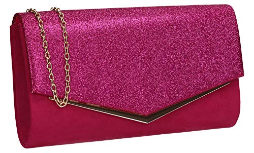 SwankySwans Janey Clutch mit glänzendem Umschlag, fuchsia, One Size von SwankySwans