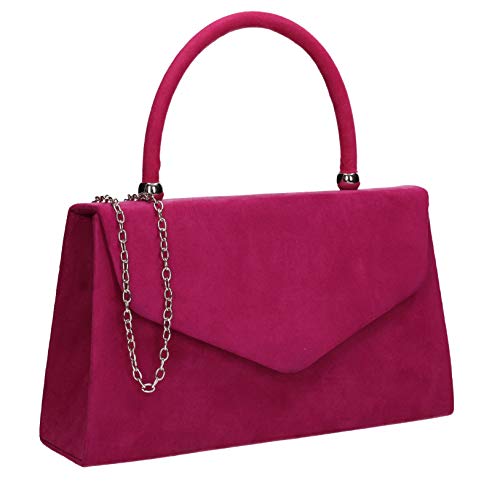 SwankySwans Kendall Clutch für Damen, Veloursleder, für Party, Abschlussball, Clutch, fuchsia, Einheitsgröße von SwankySwans