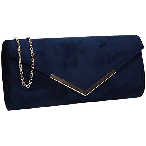 SWANKYSWANS Leona Clutch aus Wildlederimitat, navy, Einheitsgröße von SwankySwans