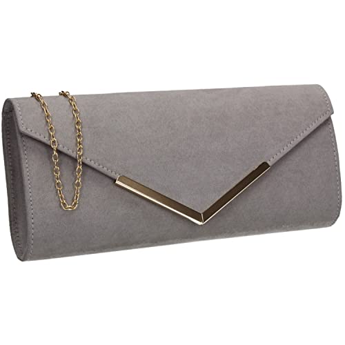 SWANKYSWANS Leona Clutch aus Wildlederimitat, grau, Einheitsgröße von SwankySwans