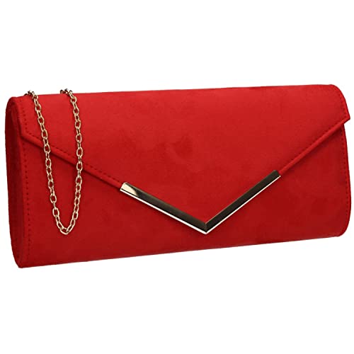 SWANKYSWANS Leona Clutch aus Wildlederimitat, rot, Einheitsgröße von SwankySwans