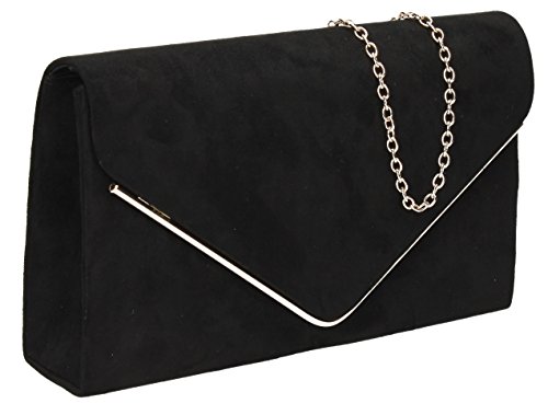 SwankySwans - Oscar Envelope Suede Velvet Party Prom Clutch Bag für Damen, Schwarz , Einheitsgröße von SwankySwans