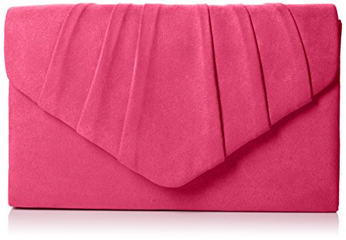 SwankySwans Iggy Clutch für Damen, Veloursleder, mit Umschlag, Rosa (Fuchsia), 5x13x22 cm (W x H x L) von SwankySwans