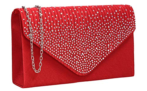 SwankySwans Damen Clutch Abby mit Strasssteinen, Umschlag-Stil, Rot, Einheitsgröße von SwankySwans