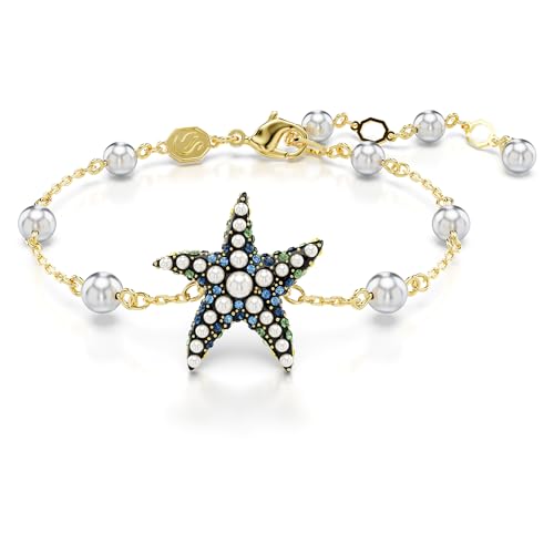 Swarovski Idyllia Seestern-Armband für Damen, goldfarben, Kristallperlen, mehrfarbig, 15.5-19.5 cm, Kristall, Kristall von Swarovski