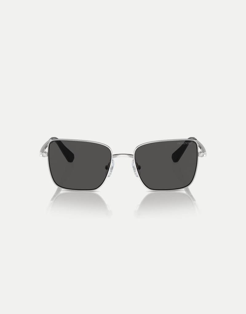 Swarovski - Abgerundete Sonnenbrille in Silber mit grauen Gläsern von Swarovski