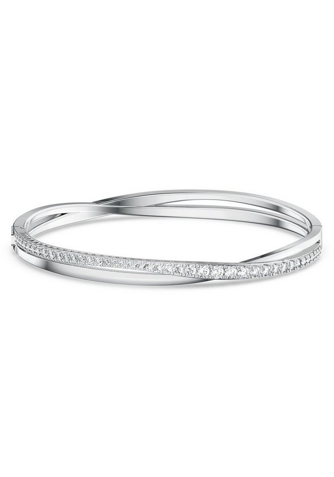 Swarovski Armreif Twist Rows, weiss, rhodiniert, 5565210, 5572725, 5572726, mit Swarovski® Kristall von Swarovski