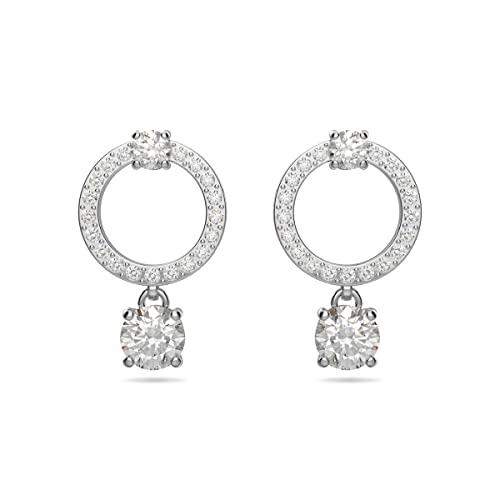 Swarovski Attract Ohrringe, Rund, Weiss, Rhodiniert, Sterling-Silber von Swarovski